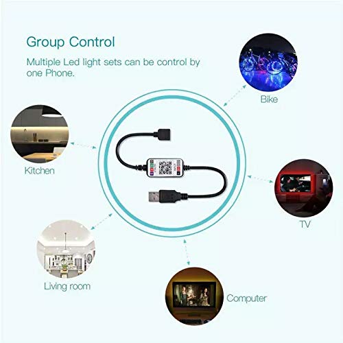 Protium Bluetooth RGB Controller for LE Strips (USB powered), Android and iOS Free App Smart LED Strip Light Controller (strip light not included) - Image 3