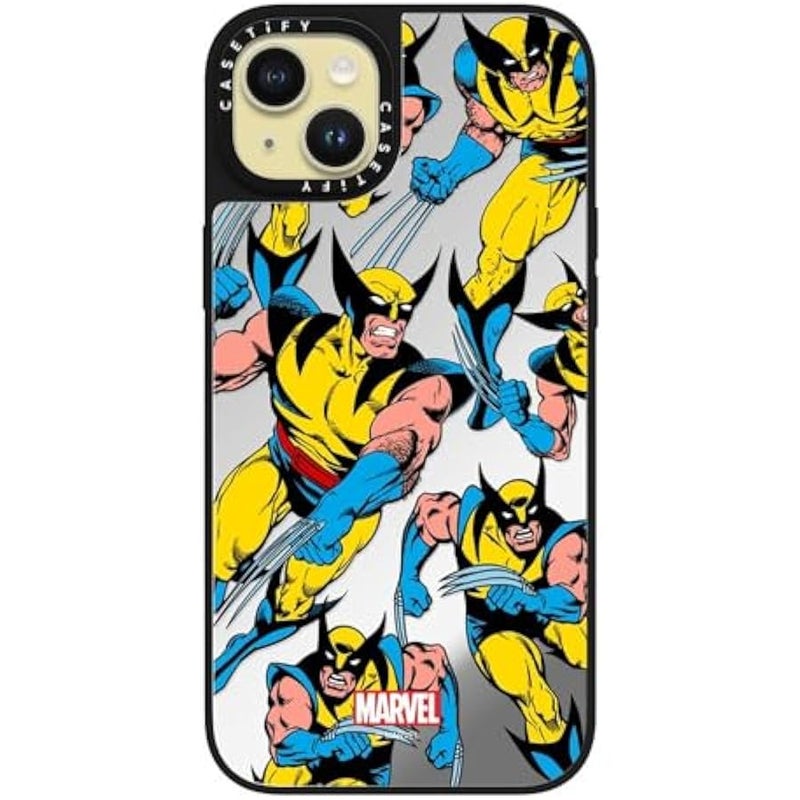 Casetify Mirror iPhone 15 Plus Case 【Deadpool & Wolverine Co-Lab / 4.9ft Drop Protection/Magsafe】 - Wolverine Pattern Case - Silver on Black - Image 2