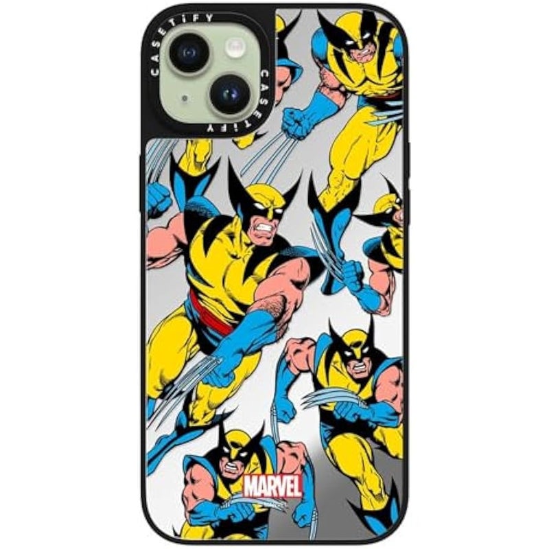 Casetify Mirror iPhone 15 Plus Case 【Deadpool & Wolverine Co-Lab / 4.9ft Drop Protection/Magsafe】 - Wolverine Pattern Case - Silver on Black - Image 3