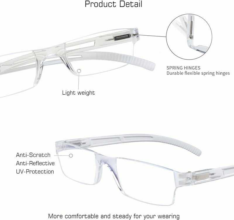 VisionGlobal 5/8 Pairs Reading Glasses, Computer Reading Glasses for Women and Men, Fashion Square Eyewear Frame - Image 2