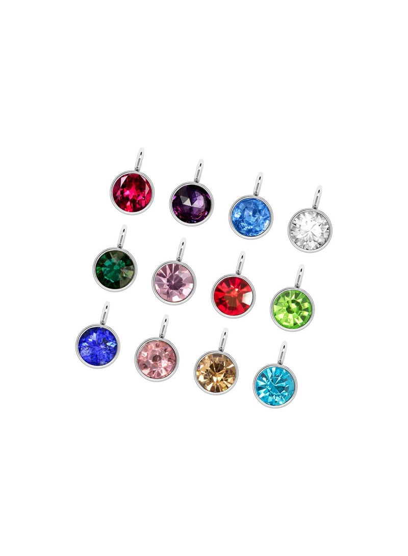 GGOOT Birthstone Charms Silver Alloy Round Birthstone Dangle Pendants Beads for DIY Craft Necklace Bracelet Jewelry Making Findings 24pcs (Mixed Colors) - Image 5