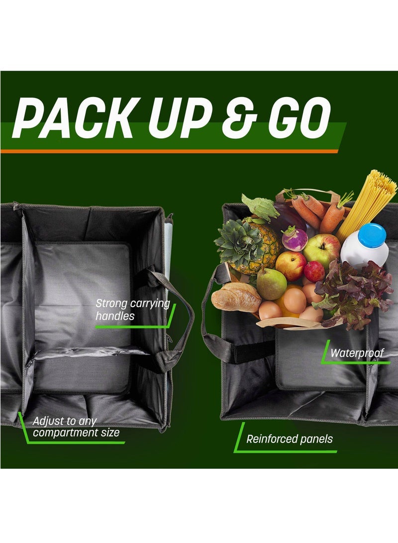 SYOSI Drive Auto Car Trunk Organizer Collapsible Multi Compartment Automotive SUV Car Organizer for Storage w Adjustable Straps Truck Car Accessories for Women and Men Grey - Image 5