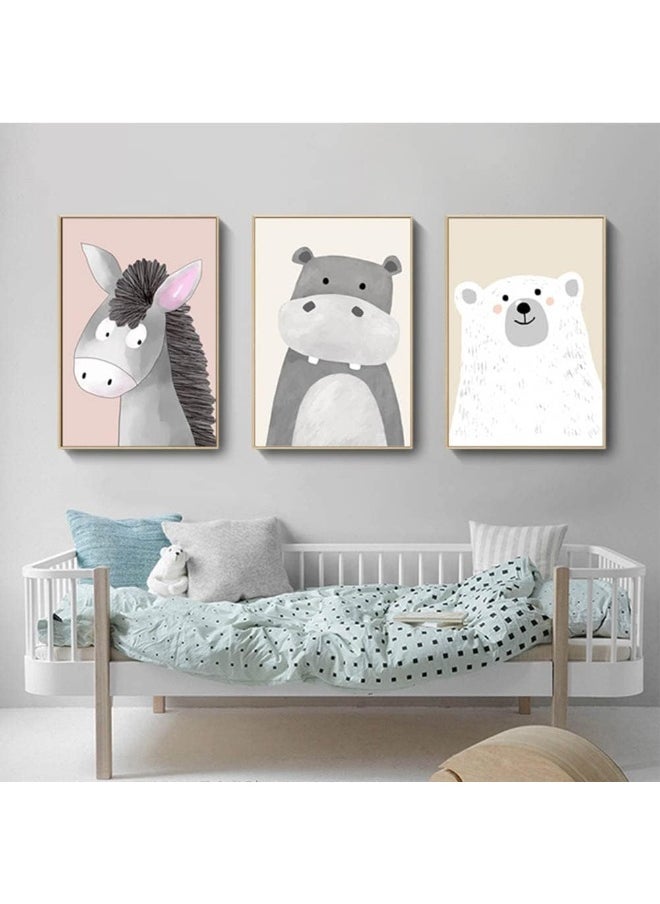 BIKCZEWIN 3PCS Cute Cartoon Animal Wall Art for Kids, Funny Bear Hippo Painting Pictures Playroom Decor for Nursery Classroom Baby Bedroom (Unframed) - pzsku/Z733F0C195101B6CEF4EBZ/45/_/1738577251/1cbb0c01-5dd3-4444-9a21-a9449e68e323