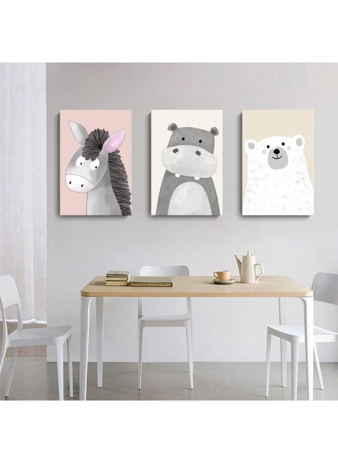 BIKCZEWIN 3PCS Cute Cartoon Animal Wall Art for Kids, Funny Bear Hippo Painting Pictures Playroom Decor for Nursery Classroom Baby Bedroom (Unframed) - pzsku/Z733F0C195101B6CEF4EBZ/45/_/1738577254/00533ce0-698d-4981-b318-bb3e624fe22c