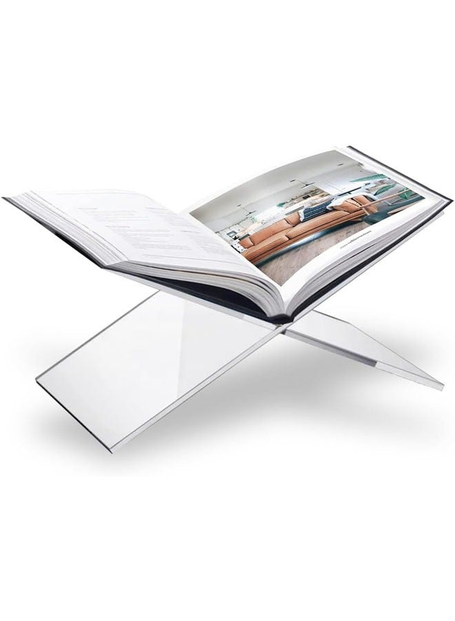 بيوينتي حامل كتب أكريليك شفاف، قاعدة عرض كتب سميكة وعملية، حامل كتب للقراءة، حامل للكتب المفتوحة والمغلقة. - Image 1