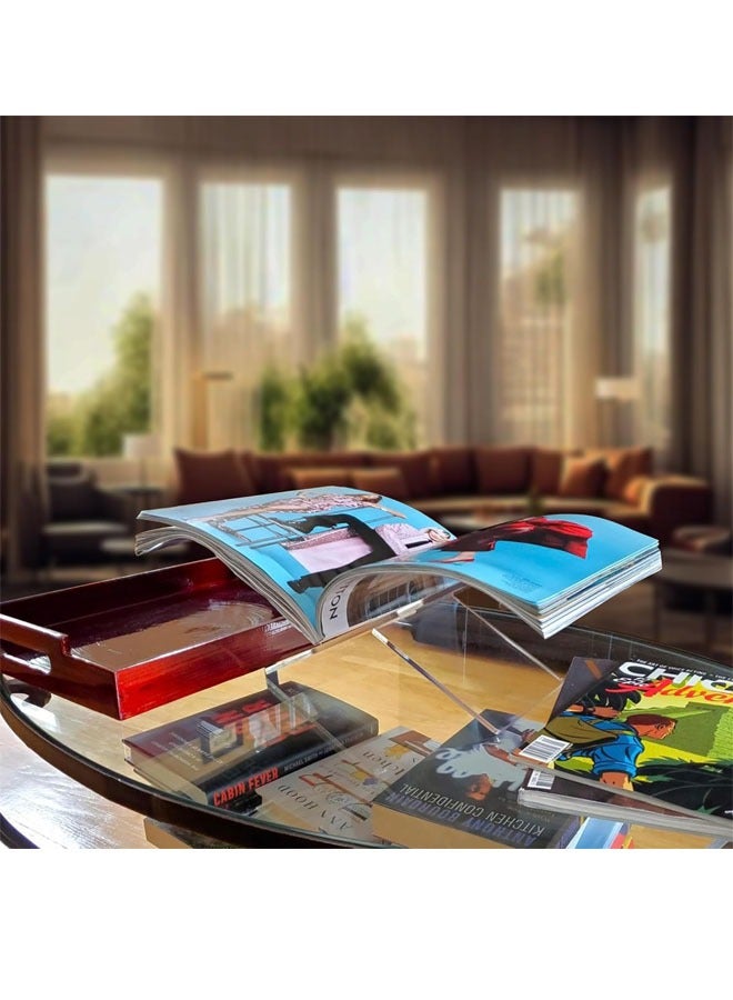 بيوينتي حامل كتب أكريليك شفاف، قاعدة عرض كتب سميكة وعملية، حامل كتب للقراءة، حامل للكتب المفتوحة والمغلقة. - Image 4