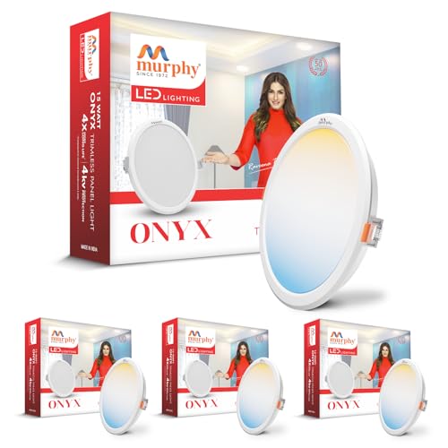 Murphy 15W Recessed Round Trimless LED Panel Light | 3-in-1 Colour Changing – Cool White/Neutral White/Warm White – Pack of 4 - Image 1