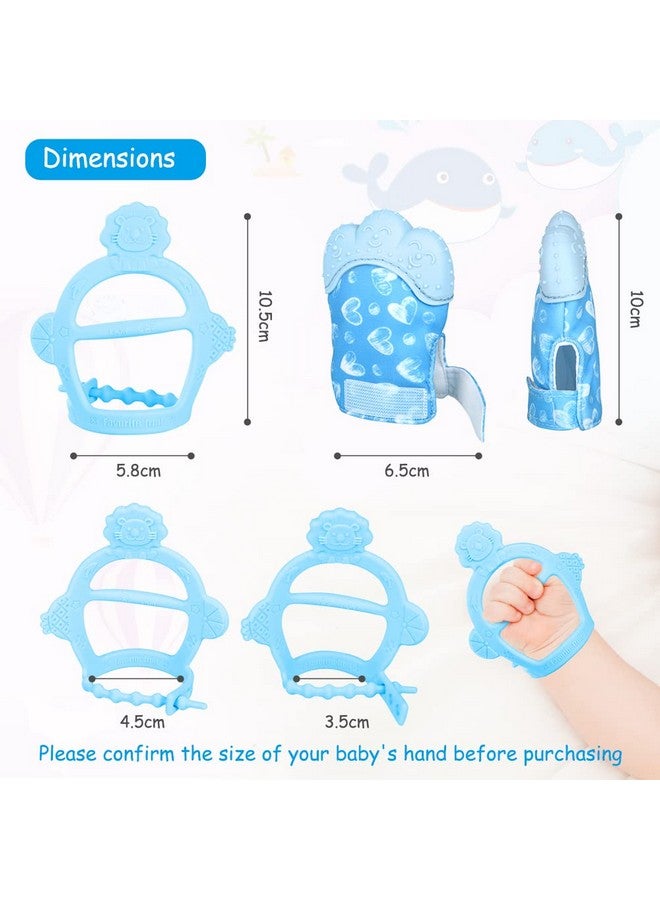 Vicloon Silicone Teething Mitt, 2Pcs Baby Teething Mitten, Baby Teething Toy With Adjustable Strap, Crinkle Sound And Textured, Baby Teething Mitten Self Soothing Baby Chew Toys For 0-6Month Infants  - Image 1