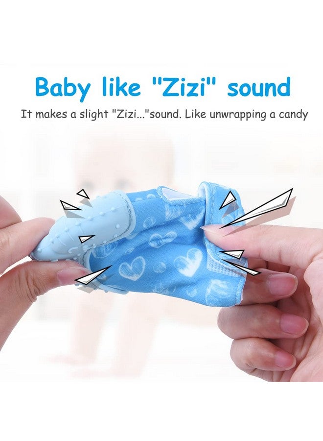 Vicloon Silicone Teething Mitt, 2Pcs Baby Teething Mitten, Baby Teething Toy With Adjustable Strap, Crinkle Sound And Textured, Baby Teething Mitten Self Soothing Baby Chew Toys For 0-6Month Infants  - Image 3