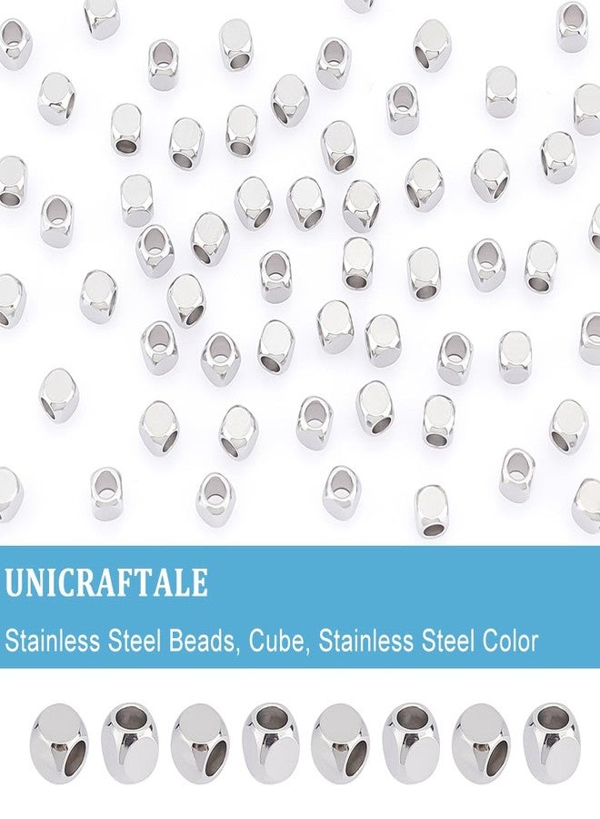 UNICRAFTALE 100pcs 4mm Stainless Steel Spacer Beads - Square, Smooth, Finding for DIY Bracelet, Necklace, Jewelry Making - Image 5
