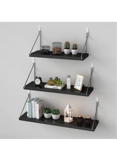 Arabest Floating Shelves Floating Shelf for Wall Floating Book Shelf Wall Mounted Organizer for Kitchen Living Room Bedroom Office Storage Shelves Display Racks Home Decor Set of 3, Black  - Image 3