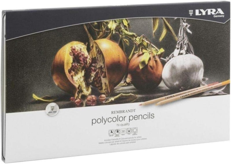Lyra Rembrandt Polycolor Professional Colored Pencils Set - 36 Vibrant and Smooth Pencils for Artists and Students