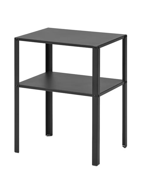Side Table, Beside Table, Small Coffee Table, Open Shelf Black-Steel 42x34 cm