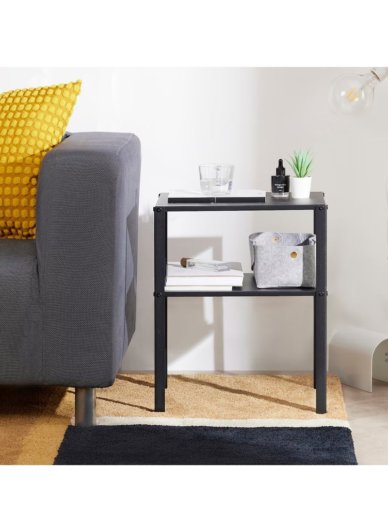 Side Table, Beside Table, Small Coffee Table, Open Shelf Black-Steel 42x34 cm