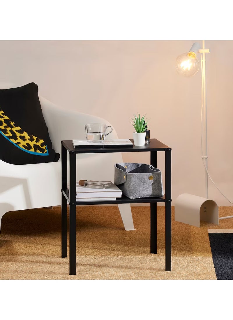 Side Table, Beside Table, Small Coffee Table, Open Shelf Black-Steel 42x34 cm