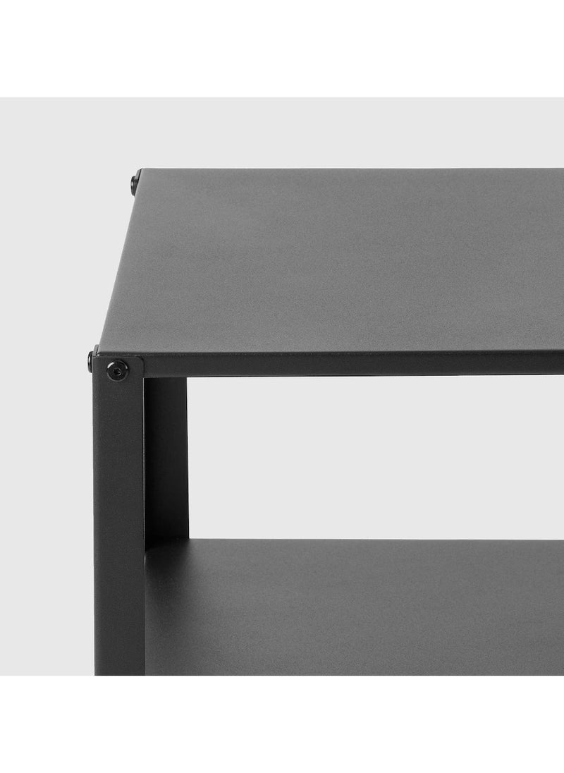 Side Table, Beside Table, Small Coffee Table, Open Shelf Black-Steel 42x34 cm