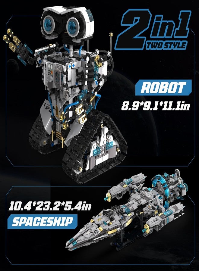 HPROMOT 2-in-1 STEM Robot Building Kit, 1468 PCS APP & Remote Control Space Robot Toys for Kids Ages 8-16, Engineering Technic Coding Robotic Kit, Educational Science Set Birthday Gift for Boys Girls - Image 4
