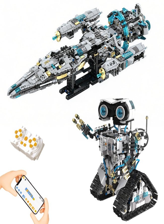 HPROMOT 2-in-1 STEM Robot Building Kit, 1468 PCS APP & Remote Control Space Robot Toys for Kids Ages 8-16, Engineering Technic Coding Robotic Kit, Educational Science Set Birthday Gift for Boys Girls - Image 1