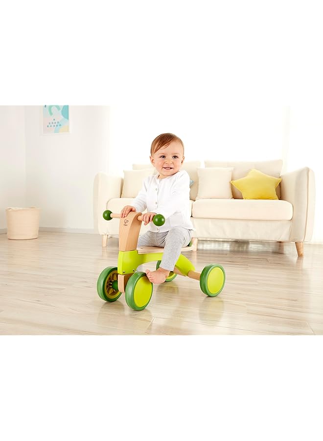 Hape Scoot Around Ride On Wood Bike | Award Winning Four Wheeled Wooden Push Balance Bike Toy For Toddlers With Rubberized Wheels Bright Green L: 20.5 W: 12.8 H: 15.1 Inch E0101 - Image 5