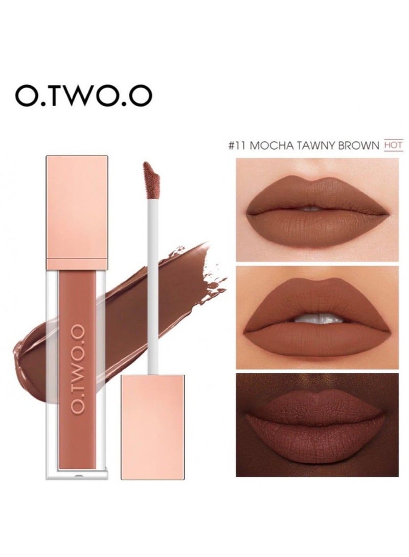 O.TWO.O Matte Waterproof Liquid Lipstick 11 Mocha Tawny Brown 5g - Image 3
