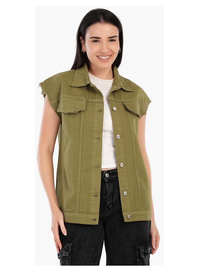 Carina Raw Hem Denim Vest  - Image 1