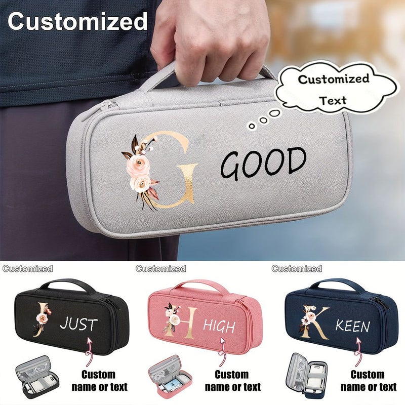 Navy Blue 1 Piece Personalized Storage Bag With Custom Name For Cable Management And Charger Organization - Image 5