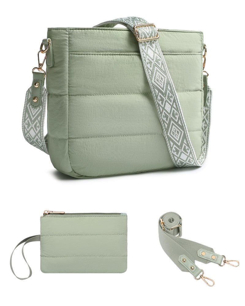 BAVERGE Purses for Women 2PCS Puffer Quilted Crossbody Shoulder Hobo Bags Trendy Ladies Handbag with Coin Wallet 2 Adjustable Straps - Image 1