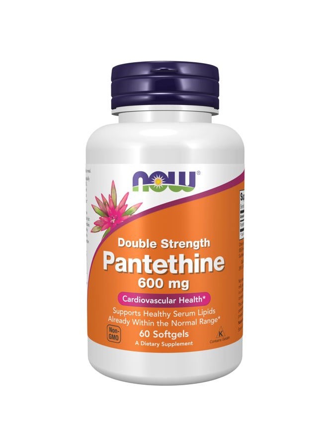 BulkSupplements Supplements, Pantethine (Coenzyme A Precursor) 600 mg, Double Strength, Cardiovascular Health*, 60 Softgels - Image 1