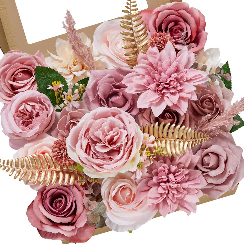 Serwalin Artificial Flowers Dusty Pink Silk Fake Flowers for DIY Wedding Bouquets Cake Flowers Spring Decor Table Centerpieces Arrangements Baby Shower Decoration - Image 1