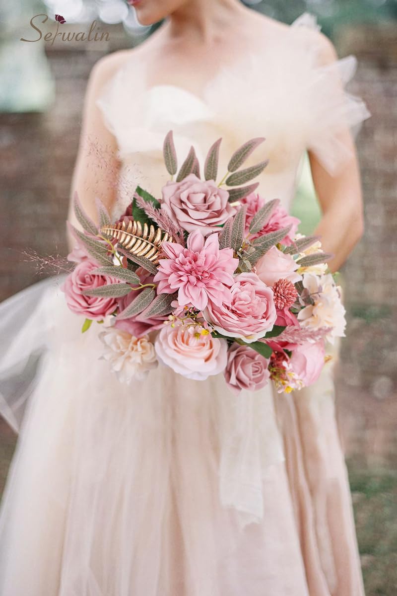 Serwalin Artificial Flowers Dusty Pink Silk Fake Flowers for DIY Wedding Bouquets Cake Flowers Spring Decor Table Centerpieces Arrangements Baby Shower Decoration - Image 2