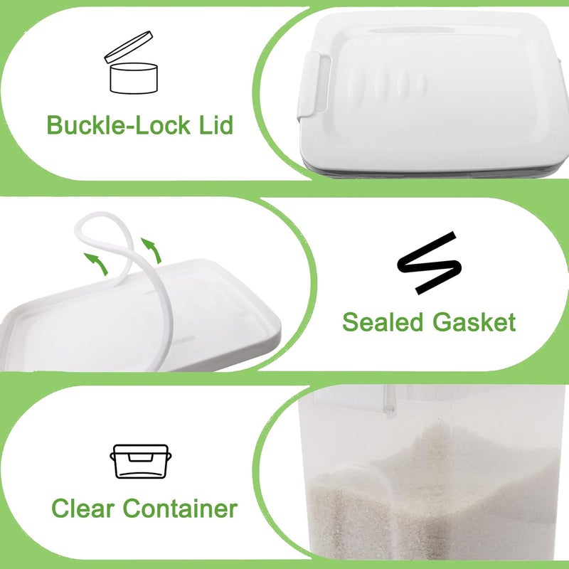 WBKTOOL Tight-Lock Rice Container 10-15 Lbs - Airtight Flour Container with Scoop - Food-Grade Plastic Food Storage Container for Cereal, Sugar - Dry Food Dispenser for Kitchen, Pantry Organizers and Storage - Image 5