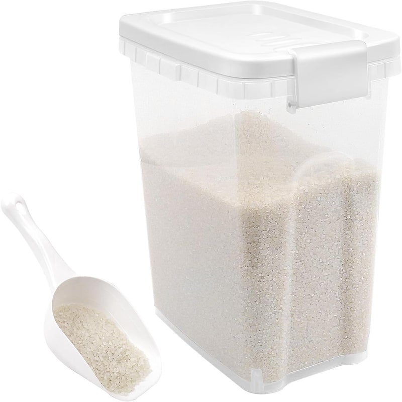 WBKTOOL Tight-Lock Rice Container 10-15 Lbs - Airtight Flour Container with Scoop - Food-Grade Plastic Food Storage Container for Cereal, Sugar - Dry Food Dispenser for Kitchen, Pantry Organizers and Storage - Image 1
