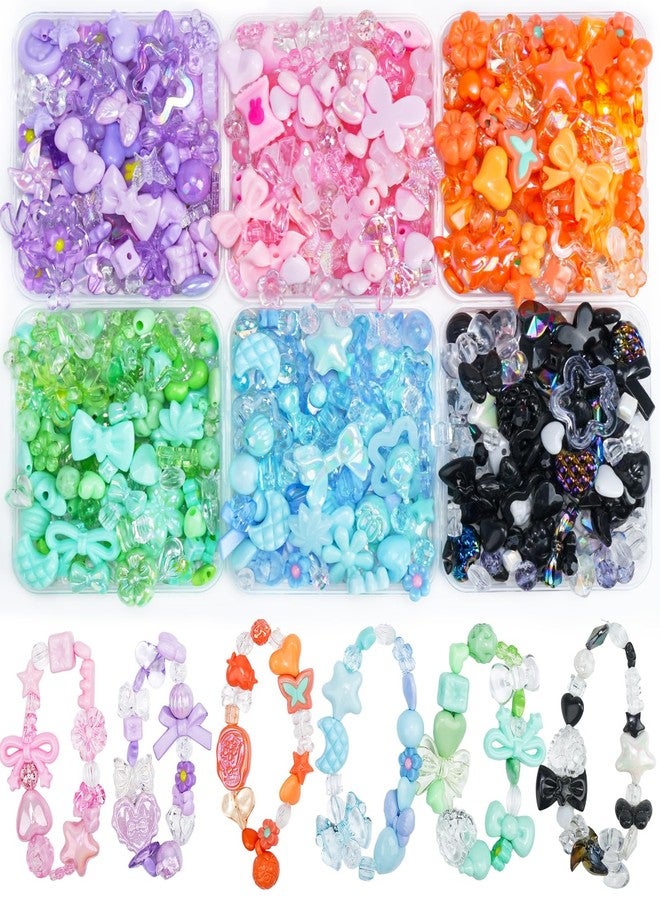 Sunlode Acrylic Beads Bracelet Making Kit, Assorted 6 Colors Cute Kandi Beads, Flower Bow Candy Bear, Kawaii Charms for Jewelry Making DIY Necklace Friendship Bracelet Crafts Gifts for Kids Adults - Image 1