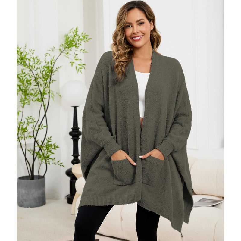 CUBRIDGE Wearable Blanket Sherpa Poncho Unique Office Work Warm Cozy Shawl TV Throw Blankets, Plush Cape Wrap for Adults (Green) - Image 5