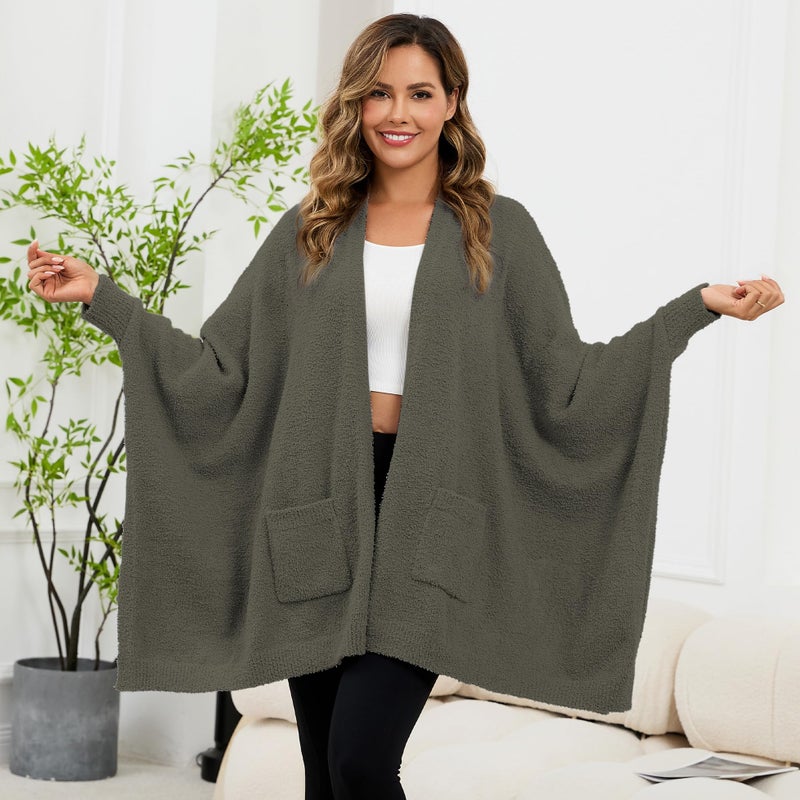 CUBRIDGE Wearable Blanket Sherpa Poncho Unique Office Work Warm Cozy Shawl TV Throw Blankets, Plush Cape Wrap for Adults (Green) - Image 4