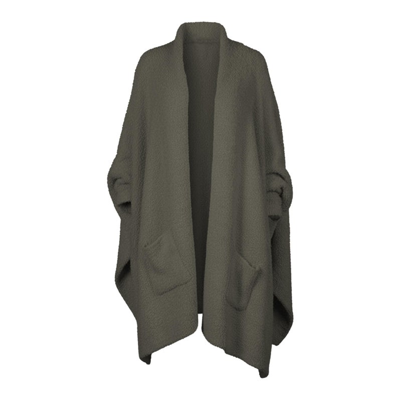 CUBRIDGE Wearable Blanket Sherpa Poncho Unique Office Work Warm Cozy Shawl TV Throw Blankets, Plush Cape Wrap for Adults (Green) - Image 1