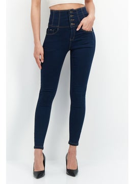 VERO MODA Women Slim Fit Stretchable Plain Denim Jeans, Blue  - Image 1