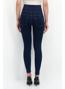 VERO MODA Women Slim Fit Stretchable Plain Denim Jeans, Blue  - Image 2