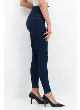 VERO MODA Women Slim Fit Stretchable Plain Denim Jeans, Blue  - Image 4