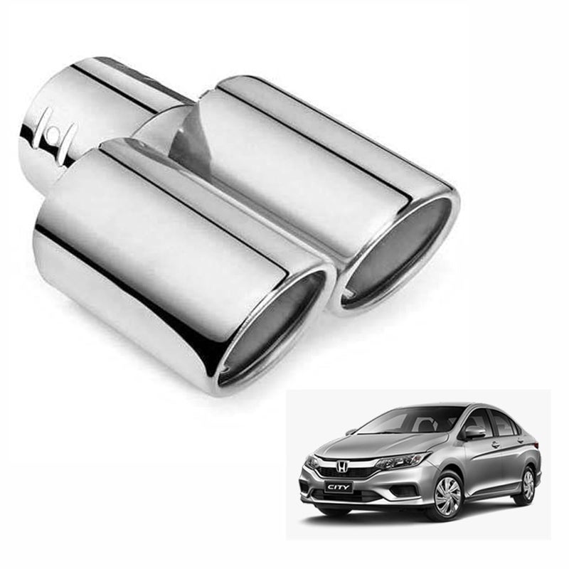 أنبوب عادم مزدوج مع كاتم صوت من الفولاذ المقاوم للصدأ، مخرج نهاية العادم 1 قطعة لسيارة هوندا سيتي