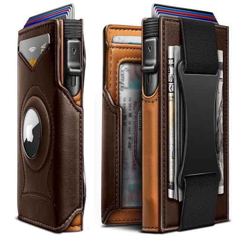 KEMISANT Airtag Wallet Men,Mens Slim Front Pocket Wallet Money Clip Standard or Apple Airtag Use 3.8"×2.8"×0.9" - Image 1