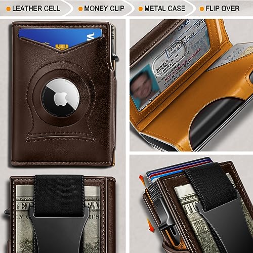 KEMISANT Airtag Wallet Men,Mens Slim Front Pocket Wallet Money Clip Standard or Apple Airtag Use 3.8"×2.8"×0.9" - Image 3