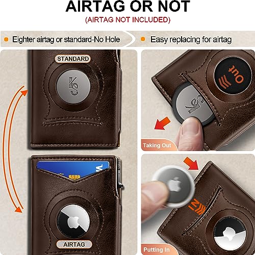 KEMISANT Airtag Wallet Men,Mens Slim Front Pocket Wallet Money Clip Standard or Apple Airtag Use 3.8"×2.8"×0.9" - Image 2