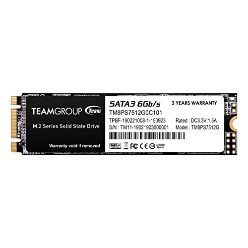 TEAMGROUP MS30 512GB with SLC Cache 3D NAND TLC M2 2280 SATA III 6Gbs Internal Solid State Drive SSD ReadWrite Speed up to 530430 MBs Compatible with Laptop PC Desktop TM8PS7512G0C101 - Image 1