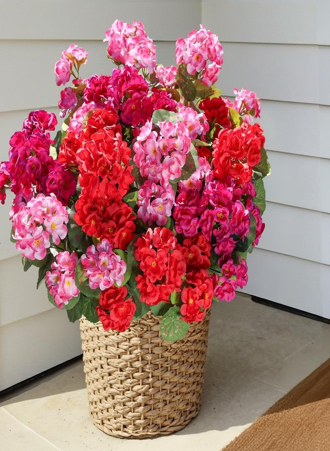 HyeFlora Artificial Geraniums Fake Flowers for Outdoors Decoration, 6 Bundles Silk Geraniums Flower UV Resistant Look Real Faux Plants for Front Door Garden Porch Planter Patio Balcony Yard Indoor Home, Mix - Image 3