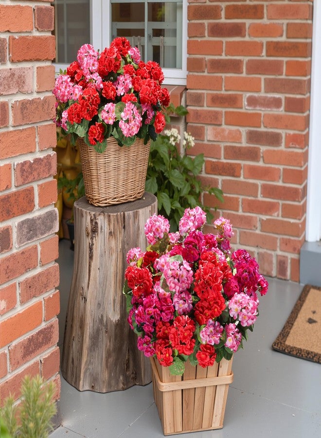 HyeFlora Artificial Geraniums Fake Flowers for Outdoors Decoration, 6 Bundles Silk Geraniums Flower UV Resistant Look Real Faux Plants for Front Door Garden Porch Planter Patio Balcony Yard Indoor Home, Mix - Image 2