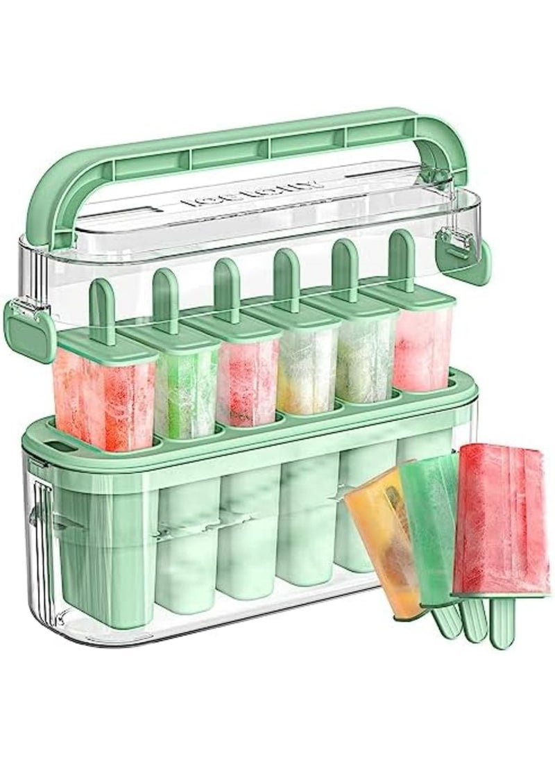 SYOSI Popsicles Molds, 6 Pieces Ice Pop Molds with Lid, Easy-Release BPA-free Popsicle Maker Molds, Ice Pop Molds Homemade Popsicle Ice Pop Maker with Popsicle Sticks - Image 1