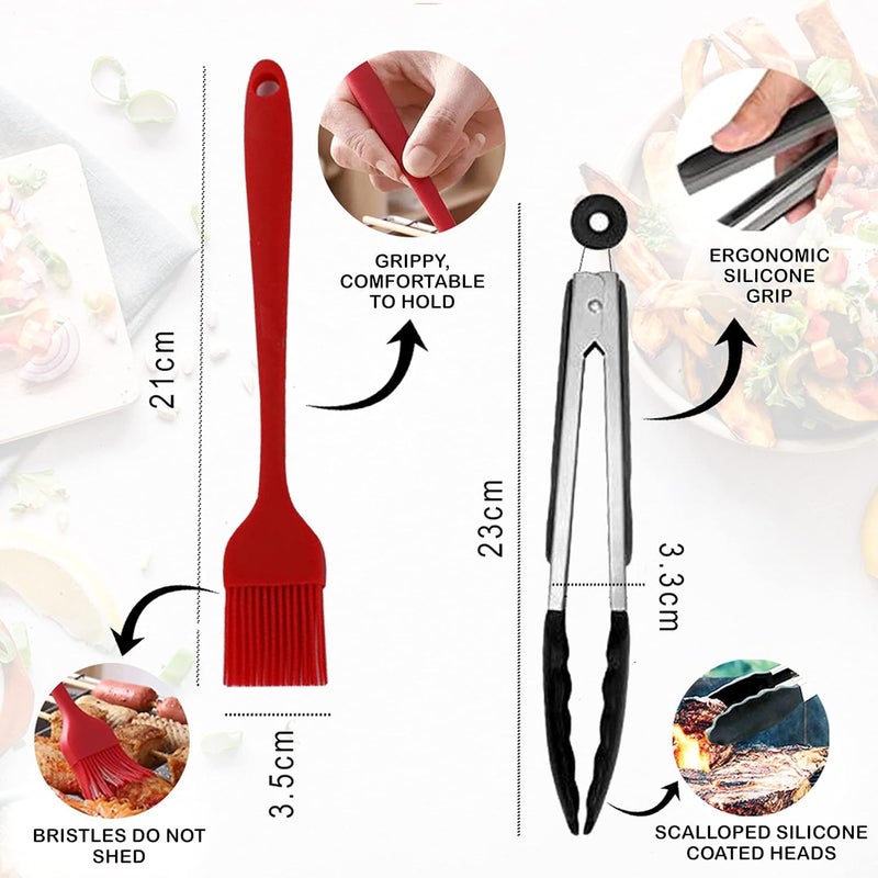 ITUSHA 2 Reusable 8" Silicone Air Fryer Liners for3-5 QT Fryers,Non Stick Foldable Liners Airfryer Parchment Liner with Free Tong(9") & Gloves, Brush - Image 3