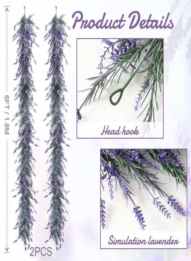 TOCHGREEN إكليل زهور الخزامى الصناعي من TOCHGREEN بطول 6 أقدام (قطعتان) مناسب لفصلي الربيع والصيف، مصنوع من زهور بنفسجية صناعية، مثالي لتزيين المنزل، والأبواب، والمدفأة، والنوافذ، والجدران، والأقواس، وحفلات الزفاف، والسلالم، والطاولات. - Image 2
