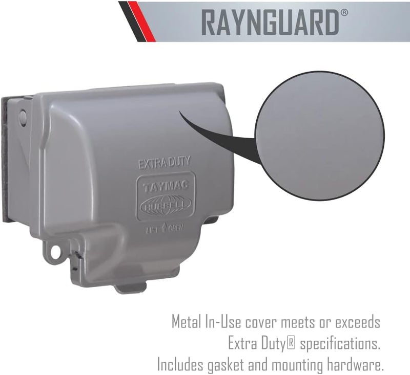 TayMac MX3300 RaynGuard Extra Duty Metal Weatherproof In-Use Cover, 1-Gang, Gray - Image 3